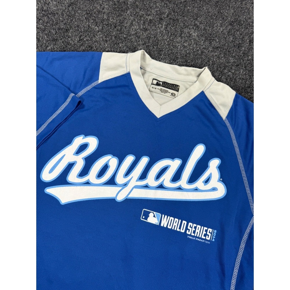 Kansas City Royals 2014 World Series True Fan Blue V Neck Jersey Shirt MLB Mediu